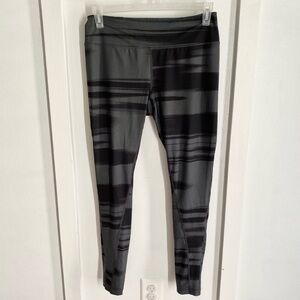 Z by Zella Black Gray Abstract Geometric Patterned Full Length Leggings Sz L